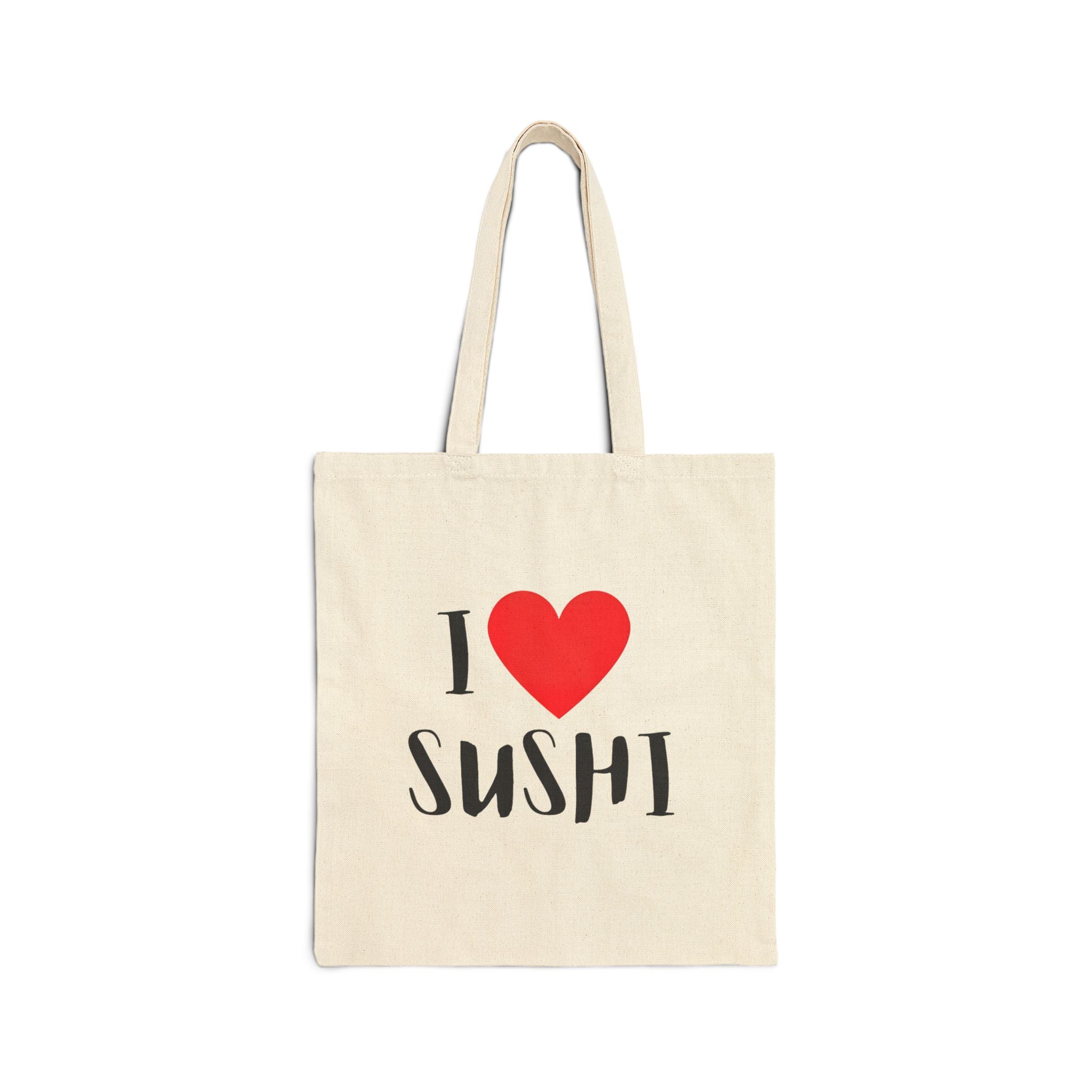I  Sushi Tote Bag – Cotton Canvas Grocery & Market Bag for Sushi Lovers