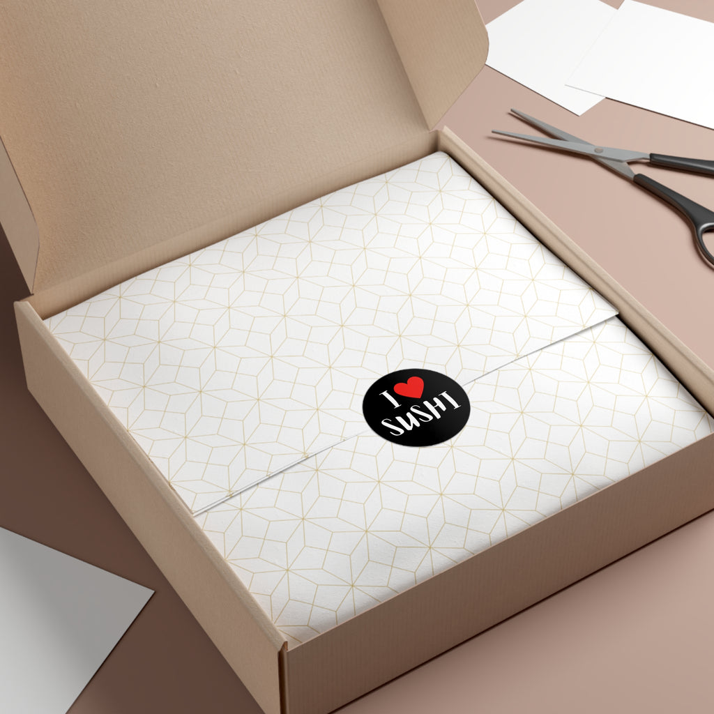 I Love Sushi Round Vinyl Sticker — Cute Foodie Decal for Laptops, Water Bottles & Lunchboxes
