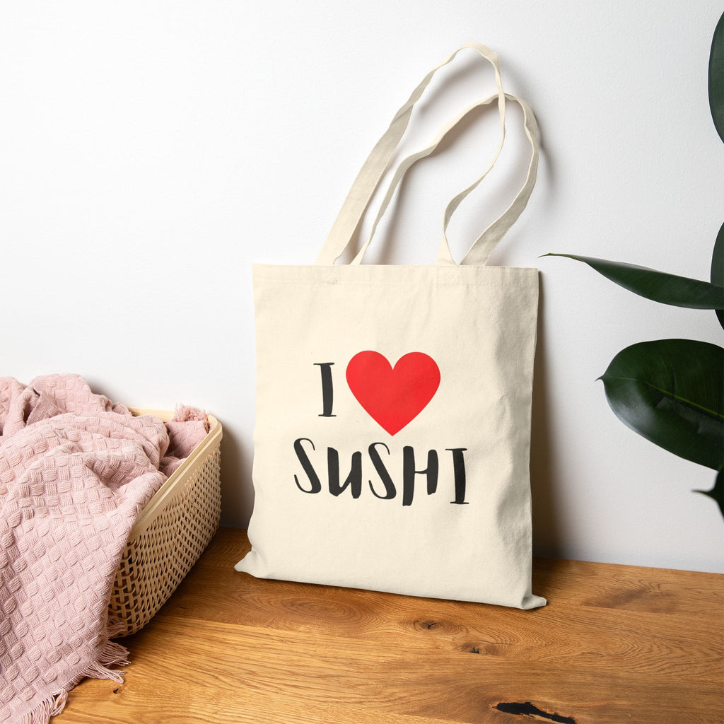 I  Sushi Tote Bag – Cotton Canvas Grocery & Market Bag for Sushi Lovers