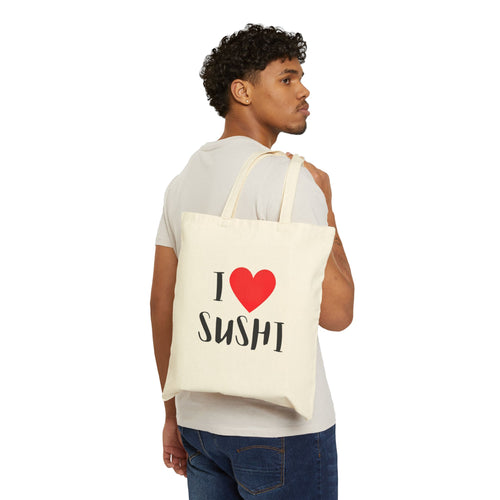 I  Sushi Tote Bag – Cotton Canvas Grocery & Market Bag for Sushi Lovers