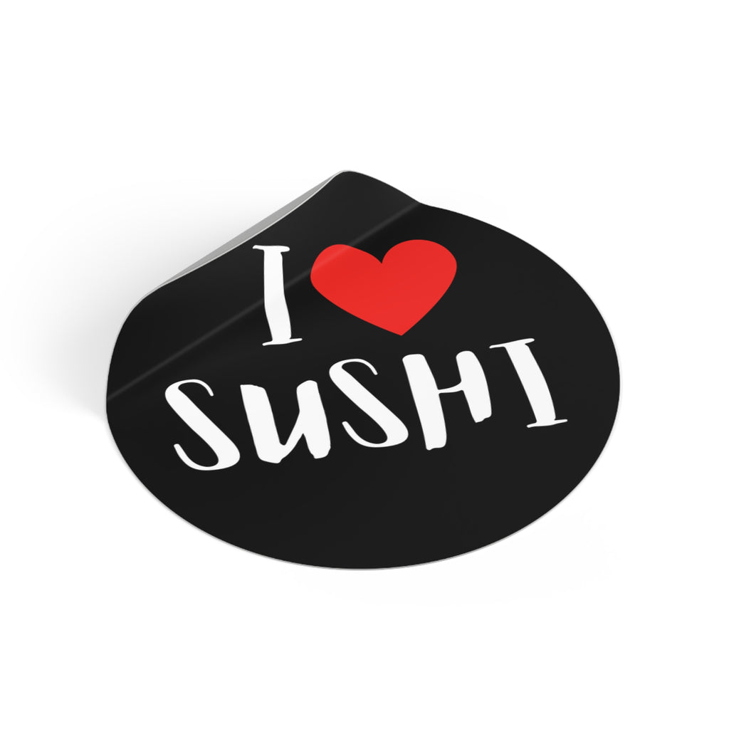 I Love Sushi Round Vinyl Sticker — Cute Foodie Decal for Laptops, Water Bottles & Lunchboxes