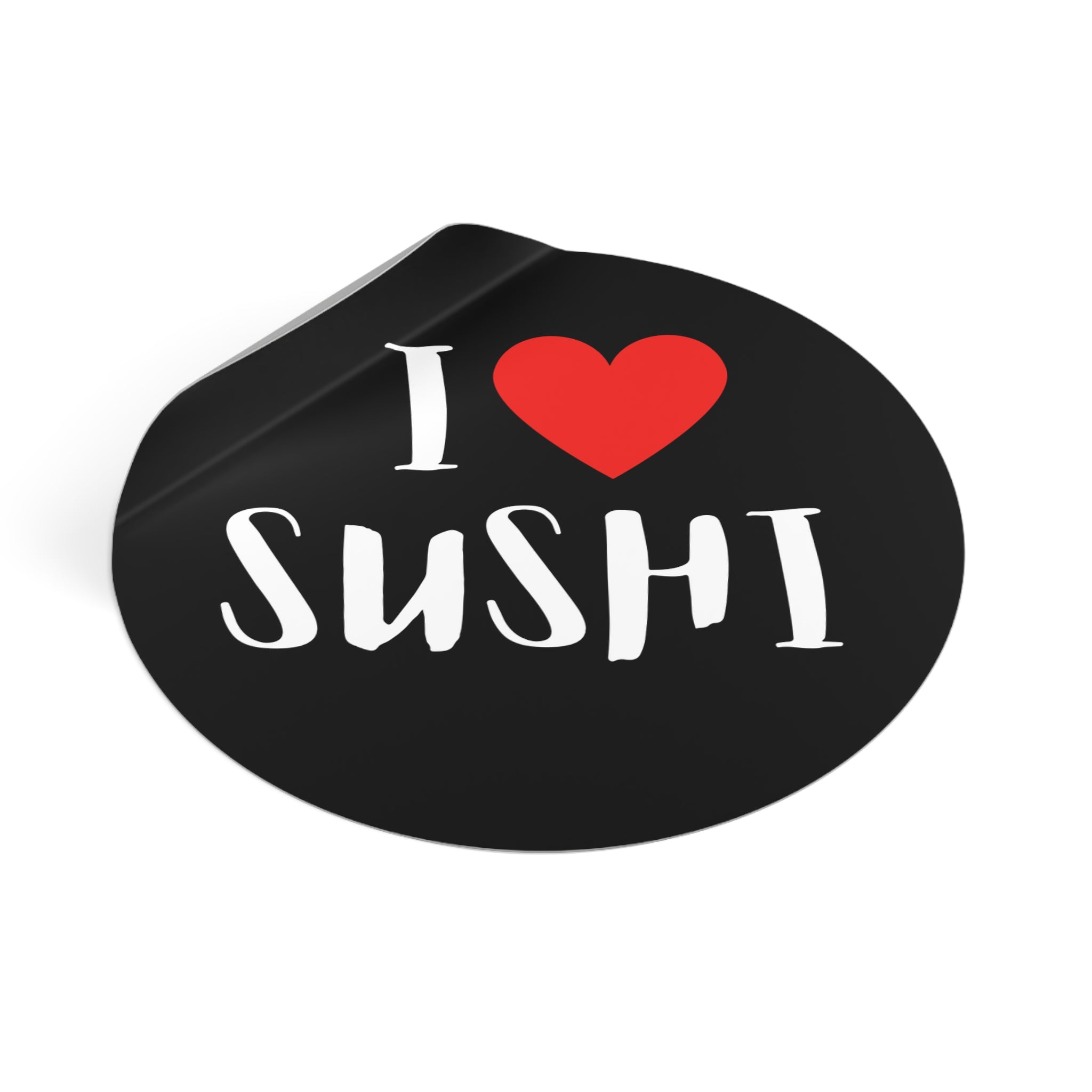 I Love Sushi Round Vinyl Sticker — Cute Foodie Decal for Laptops, Water Bottles & Lunchboxes
