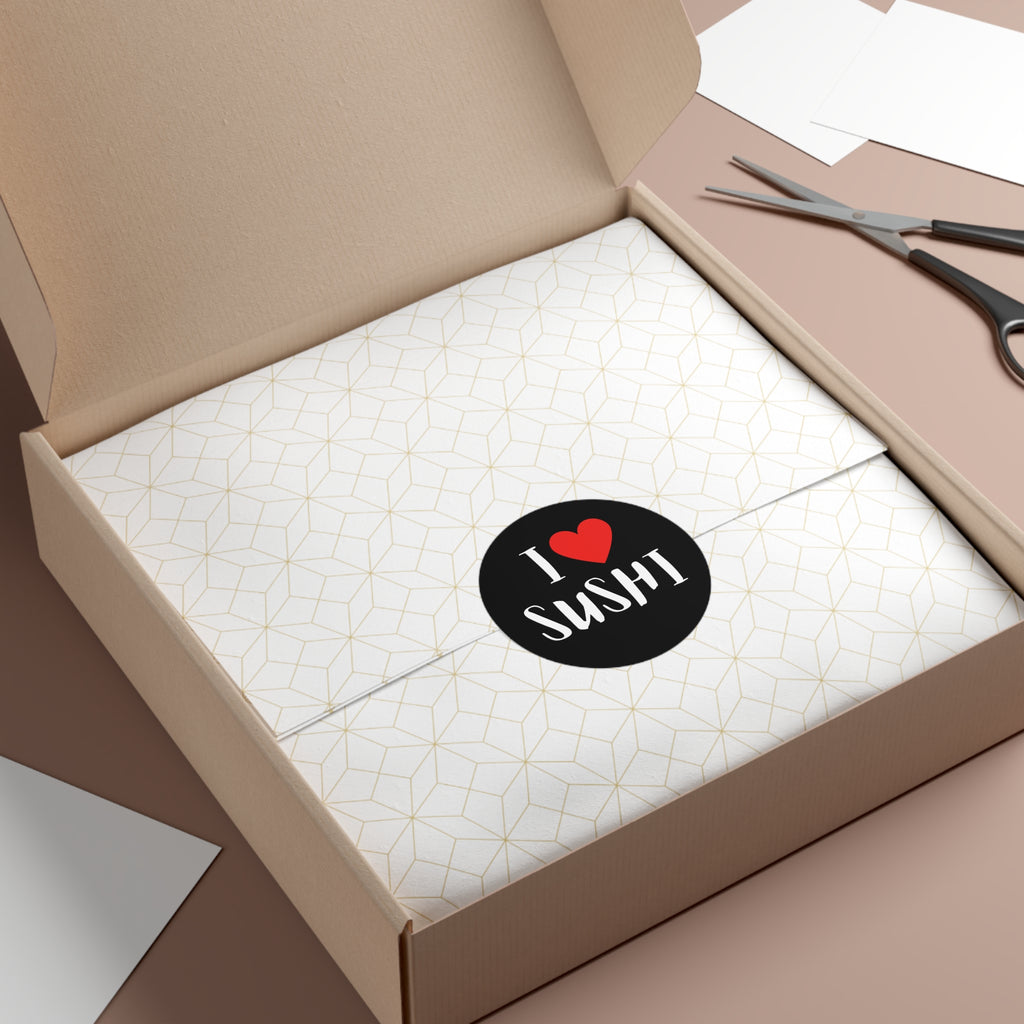 I Love Sushi Round Vinyl Sticker — Cute Foodie Decal for Laptops, Water Bottles & Lunchboxes